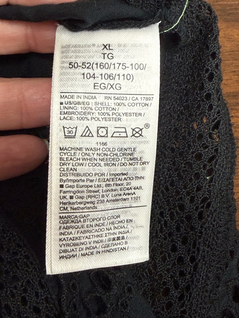 GAP Black Eyelet Lace Midi Dress Button Front Cottagecore Boho XL Chic Style - Picture 8 of 9